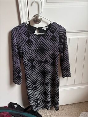 Black and Silver Geometric Sheath Dress